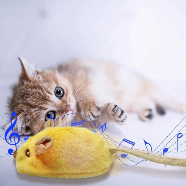 Interactive Cat Mouse Toys with LED Lights - USB Rechargeable Automatic Moving Chirping Squeaky Catnip Toy with Feather Tail - Perfect for Indoor Cats of All Breeds - Image 7