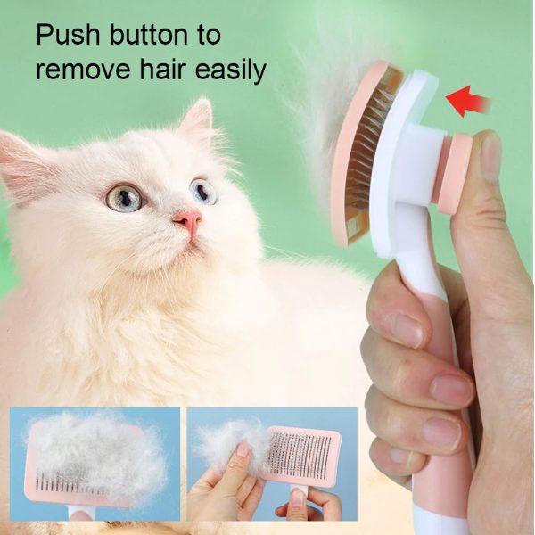 Self Cleaning Slicker Brush For Cats and Dogs – One-Click Cleaning Function – Gentle & Effective Pet Hair Remover – Grooming Brush for Small, Medium & Large Pets with Long or Short Hair - Image 7