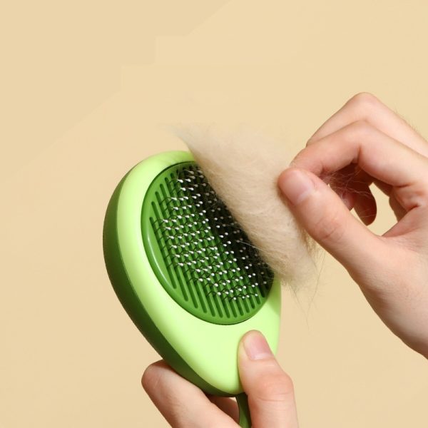 Cat Grooming Comb – Portable Massage Brush with One-Button Hair Removal, Self-Cleaning Tool for Cats and Dogs, Lemon-Shaped Comb Head, ABS Material, Suitable for All Hair Types - Image 3
