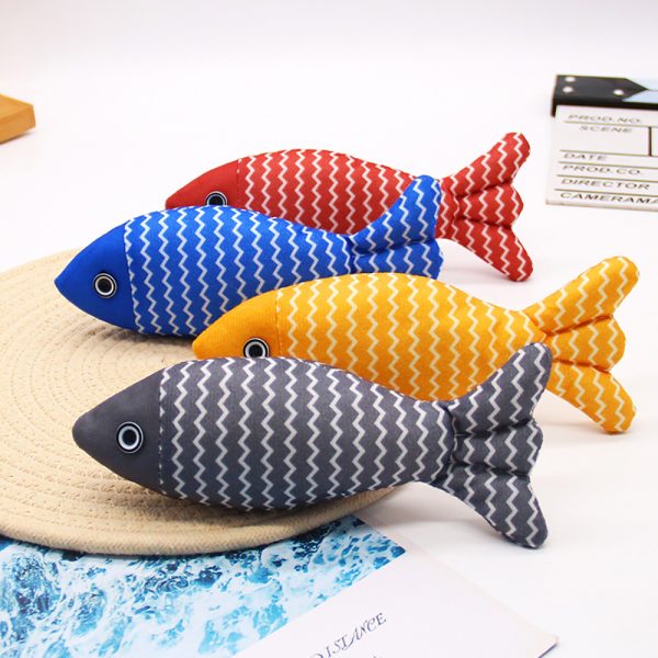 4 Pcs Cat Toys Fish, Crinkle Sound Catnip Toys Soft Linen, Interactive Kitten Exercise Kicker Toys for Indoor Cats 7.8 Inches for All Breeds