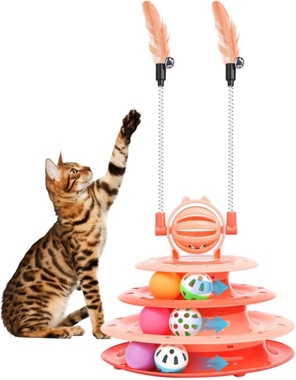 Goosheep Interactive 4-Tier Puzzle Cat Toy with Ball & Teaser Rods, Cat Toys For Indoor Cats, Durable & Safe Kitten Playset - Image 7