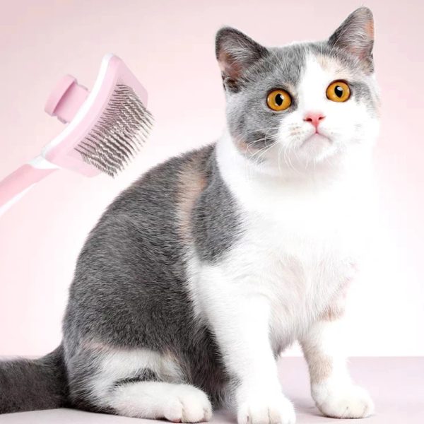 Self Cleaning Slicker Brush For Cats and Dogs – One-Click Cleaning Function – Gentle & Effective Pet Hair Remover – Grooming Brush for Small, Medium & Large Pets with Long or Short Hair - Image 9