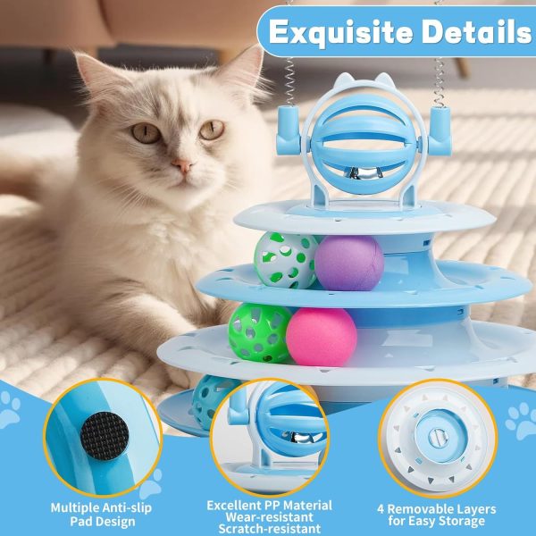 Goosheep Interactive 4-Tier Puzzle Cat Toy with Ball & Teaser Rods, Cat Toys For Indoor Cats, Durable & Safe Kitten Playset - Image 10
