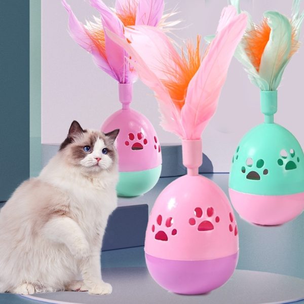 Tumbler Bell Cat Interactive Toys, Fun Feather Chase Toy for Cats, Durable ABS Plastic - Image 8
