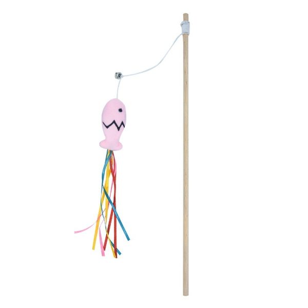 Plant Castle Interactive Cat Toys With Catnip Fish 3 in 1, Cat Wand Toy with Colorful Ribbons, Bell & Wooden Handle for Indoor Cats - Image 7