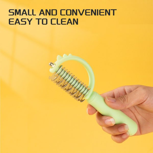 Pet Dematting Tool – Double-Sided Undercoat Rake, Professional Grooming Comb for Dogs and Cats with Long Curly Hair, Detangling Comb for Poodles and Long-Haired Pets - Image 4