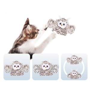 Smart Cat Toys For Self Entertainment - Interactive Owl Toy with Natural Catnip & Fur - Engaging Doumao Stick for Cats