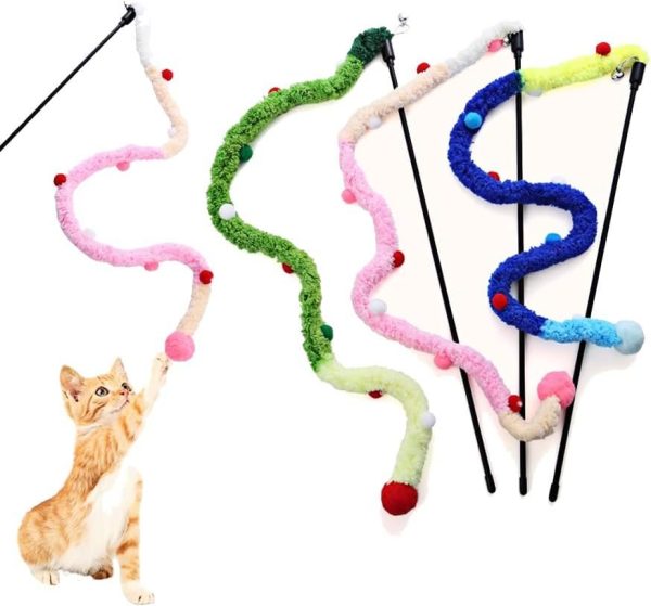 Cat Plush Strip Toys, Cat Wands Interactive Teaser Toy for All Breed Sizes, Colorful Cat Wand for Indoor Cats