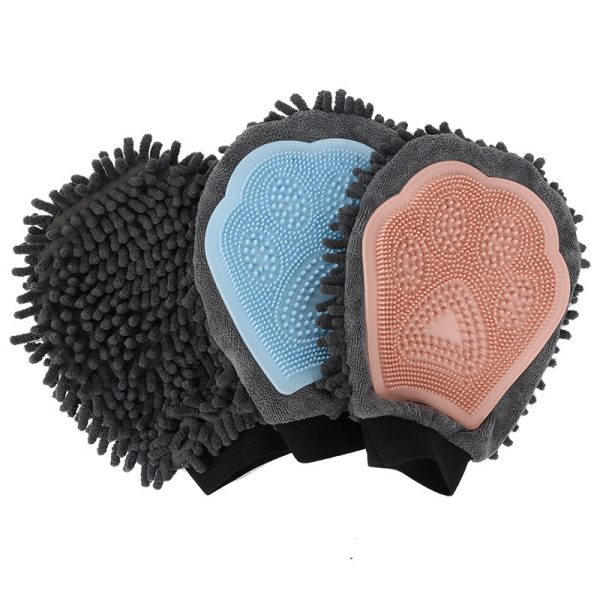 Pet Bathing Brush 2-in-1 Grooming Glove - Elegant Dog Grooming Tool for Brushing, Massaging, and Drying | Dual-Sided Bathing Brush Cleaning Massage Glove for Dogs & Cats - Soft Chenille & Silicone Design - Image 6
