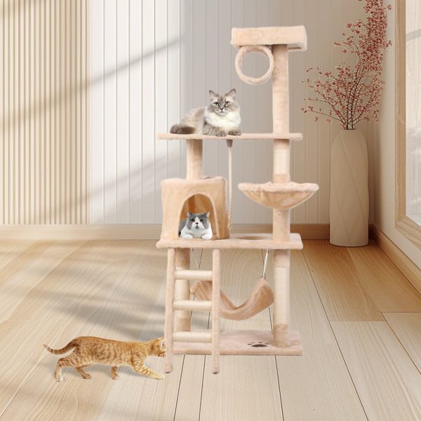 55-inch Cat Climbing Tree Tower with Multi-Level Perches, Hammocks, Sisal Posts, and Ladders – Durable Altay Velvet Cat Tree for Scratching, Climbing, and Napping - Image 6