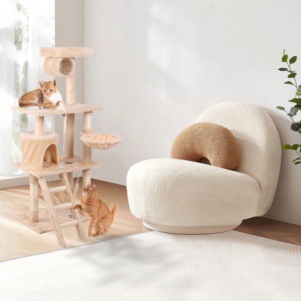 55-inch Cat Climbing Tree Tower with Multi-Level Perches, Hammocks, Sisal Posts, and Ladders – Durable Altay Velvet Cat Tree for Scratching, Climbing, and Napping - Image 5
