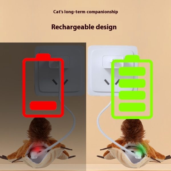 PETFUTURE Flaps and Chirps Cat Toy with Catnip & Silvervine - Rechargeable Automatic Chirping Robin for Indoor Cats - Image 2