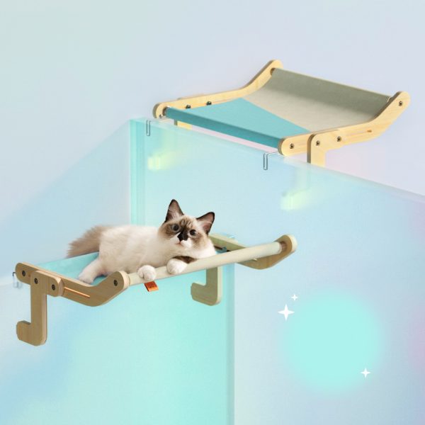 Mewoofun Pet Cat Window Perch Wooden Assembly Hanging Bed Cotton Canvas Easy Washable Multi-Ply Plywood - Image 6