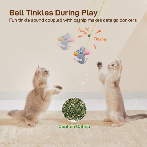 Potaroma 5 Pcs Interactive Cat Feather Toys with Catnip & Bells, Adjustable, Durable, Self-Play Cat Toys for Mental & Physical Stimulation - Image 6