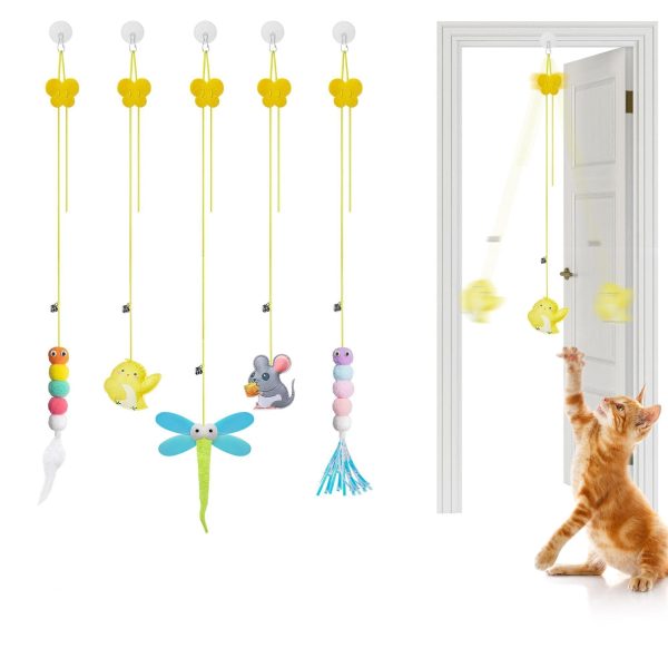 Potaroma 5 Pcs Interactive Cat Feather Toys with Catnip & Bells, Adjustable, Durable, Self-Play Cat Toys for Mental & Physical Stimulation - Image 5