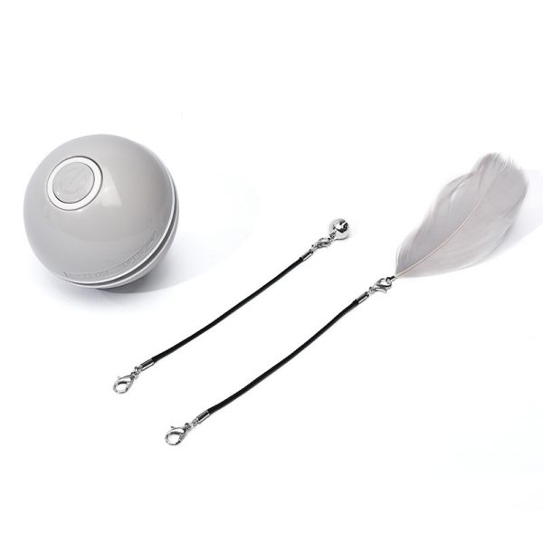 Colorful LED Laser Funny Cat Ball Toy, USB Rechargeable Interactive Cat Toy with Feather & Bell - Image 10