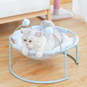 Soft Plush Cat Bed House - Warm & Comfortable Pet Kitten Hammock Mattress, Portable & Easy to Clean, Non-Toxic, All-Season Use (Blue/Pink)