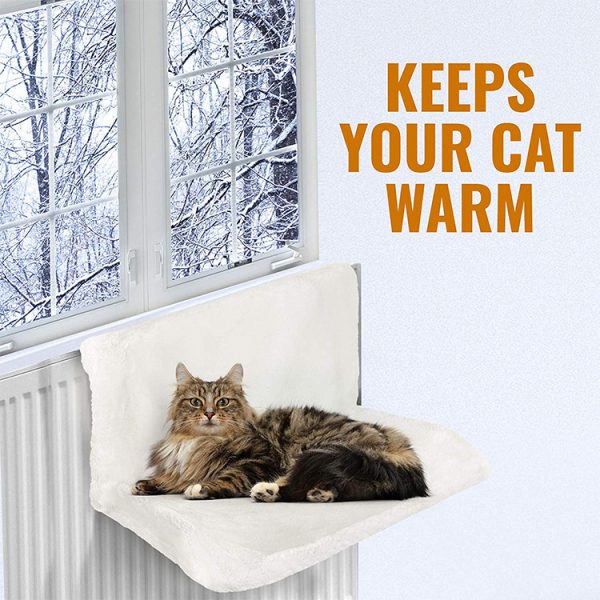 Iron Frame Cat Bed Hammock Radiator Bed – Cozy & Durable Pet Resting Spot with Plush Faux Fur Cover, Holds Up to 5Kg - Image 3