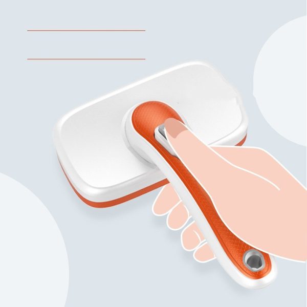 Self Cleaning Dog Grooming Brush, Pet Comb Removes Loose Hair Mats Tangles Pet Brush, Orange - Image 3