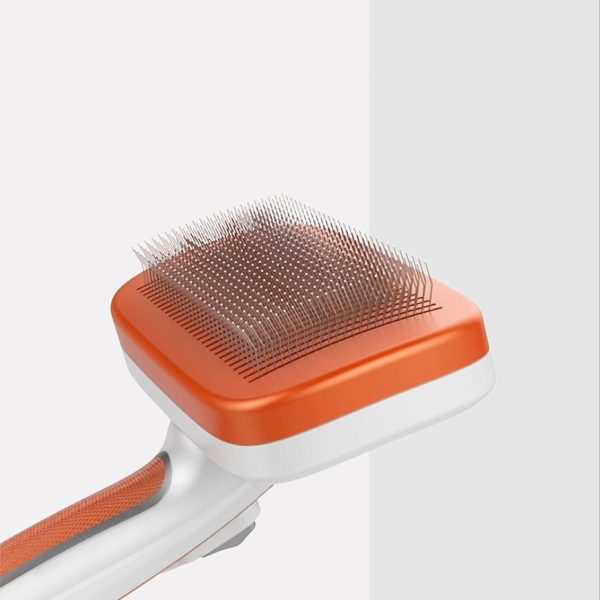 Self Cleaning Dog Grooming Brush, Pet Comb Removes Loose Hair Mats Tangles Pet Brush, Orange - Image 4