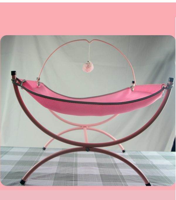 Four Seasons Universal Cat Recliner Bed, Cozy Metal Frame Cat Nest, Breathable Cloth Fabric, Sturdy & Stylish, 45x45x35cm, Pink/Gray - Image 7