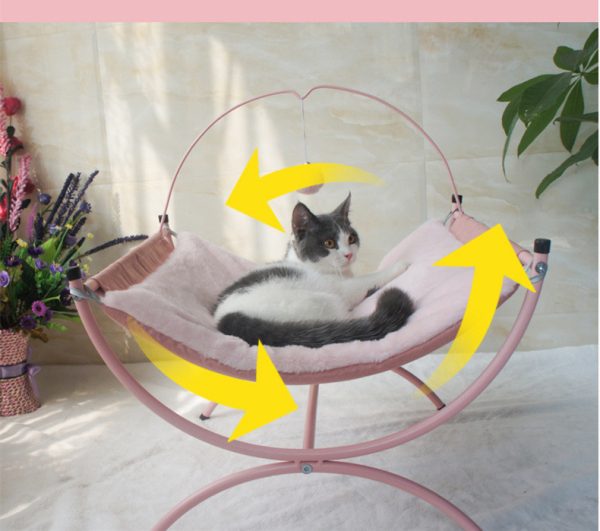 Four Seasons Universal Cat Recliner Bed, Cozy Metal Frame Cat Nest, Breathable Cloth Fabric, Sturdy & Stylish, 45x45x35cm, Pink/Gray - Image 9