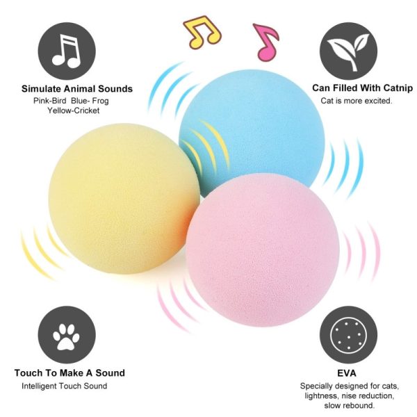 Interactive Intelligent Smart Touch Sound Ball Cat Toys, Catnip Cat Training Toy, Pet Play Ball, Pet Squeaky Cat Toy, Yellow eva Material - Image 9