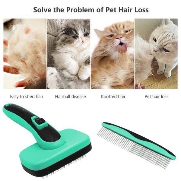 Pet Brush Retractable Hair Removal Comb, TPR+ABS+Stainless Steel Needle, Includes Massage Comb, Sticky Bead Brush, and Grooming File - Image 6