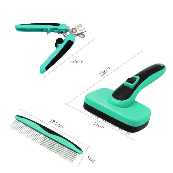 Pet Brush Retractable Hair Removal Comb, TPR+ABS+Stainless Steel Needle, Includes Massage Comb, Sticky Bead Brush, and Grooming File - Image 3