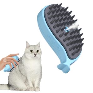 Frelara 3-in-1 Whale-Shaped Steamy Cat Brush, Pet Grooming Massage, and De-Shedding Tool
