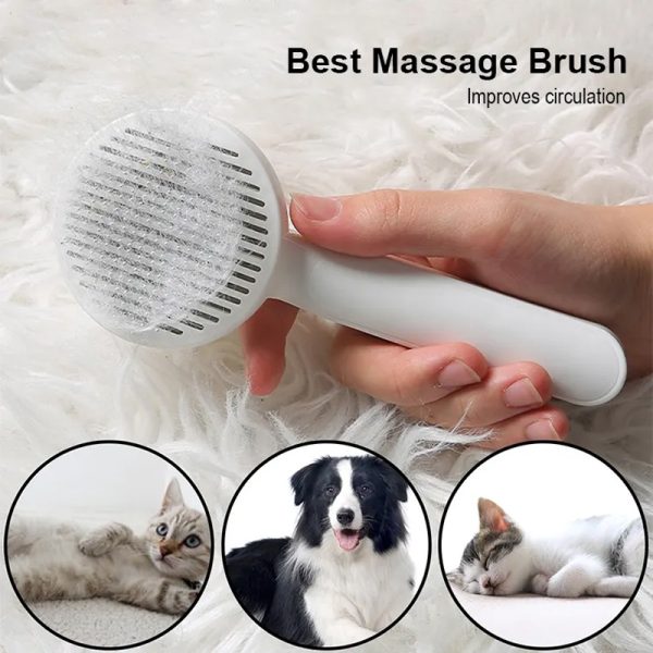 Cat Grooming Brush - Self Cleaning Slicker Brush for Dogs & Cats, Stainless Steel Pet Hair Remover, Detangling Comb for Long & Short Hair, Waterproof & Anti-Slip Design - Image 7