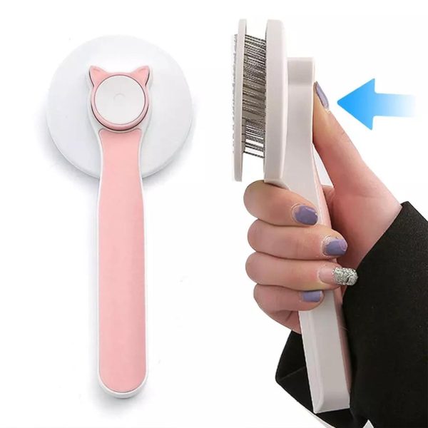 Cat Grooming Brush - Self Cleaning Slicker Brush for Dogs & Cats, Stainless Steel Pet Hair Remover, Detangling Comb for Long & Short Hair, Waterproof & Anti-Slip Design