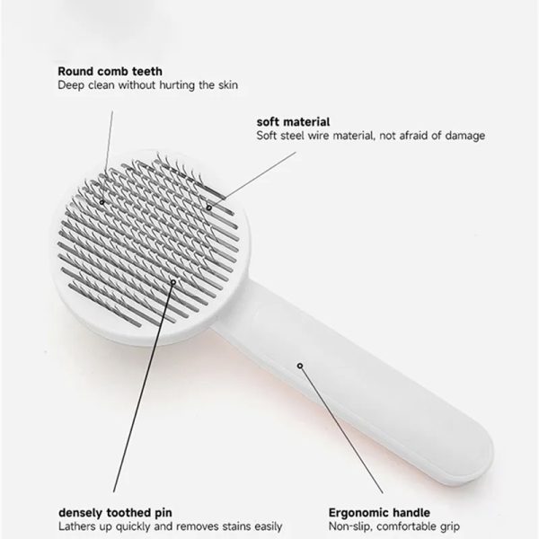 Cat Grooming Brush - Self Cleaning Slicker Brush for Dogs & Cats, Stainless Steel Pet Hair Remover, Detangling Comb for Long & Short Hair, Waterproof & Anti-Slip Design - Image 5