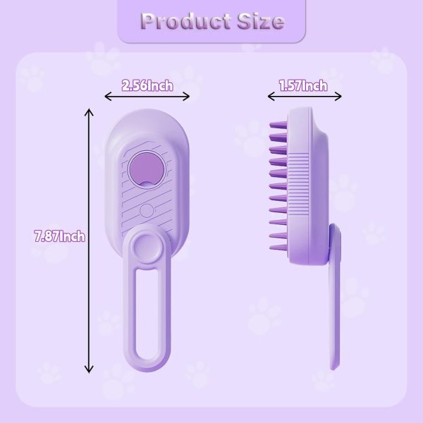 3 in 1 Cat Steam Brush for Shedding - Steamy Brush for Cats & Dogs, Foldable Handle, USB Rechargeable, Hair Removal Comb, Pet Grooming & Massage Tool - Image 5