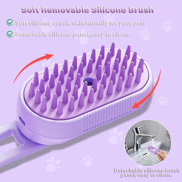 3 in 1 Cat Steam Brush for Shedding - Steamy Brush for Cats & Dogs, Foldable Handle, USB Rechargeable, Hair Removal Comb, Pet Grooming & Massage Tool - Image 10
