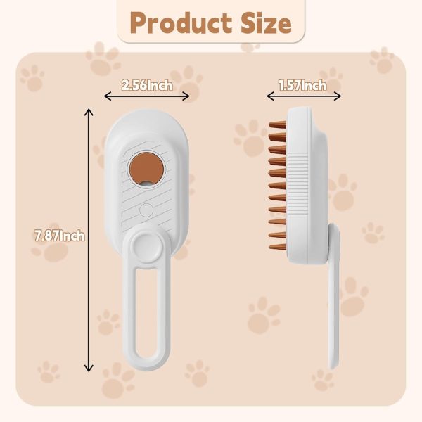3 in 1 Cat Steam Brush for Shedding - Steamy Brush for Cats & Dogs, Foldable Handle, USB Rechargeable, Hair Removal Comb, Pet Grooming & Massage Tool - Image 4