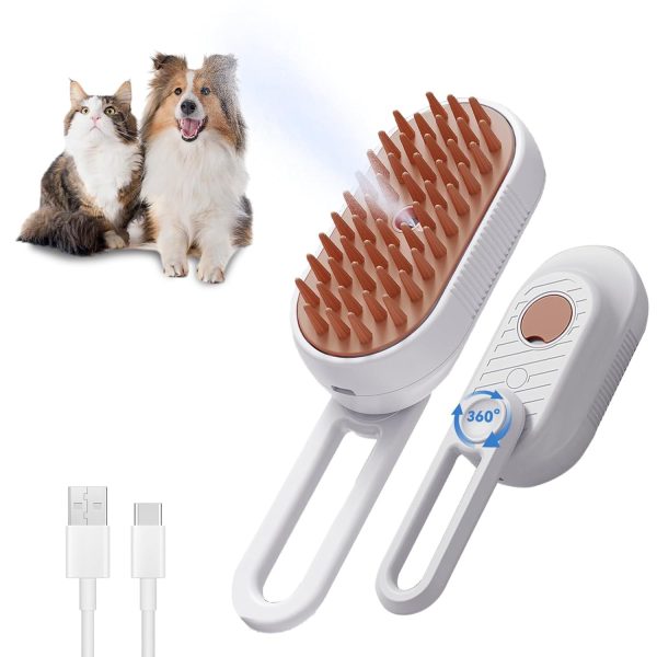 3 in 1 Cat Steam Brush for Shedding - Steamy Brush for Cats & Dogs, Foldable Handle, USB Rechargeable, Hair Removal Comb, Pet Grooming & Massage Tool - Image 8