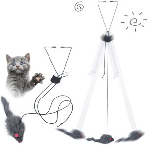 Syansju Pet Telescopic Hanging Door Cat Toy with Adjustable Buckle, Elastic Rope, and Mouse Shape – Interactive Fun for Cats