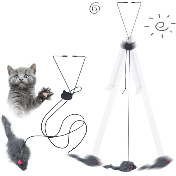 Syansju Pet Telescopic Hanging Door Cat Toy with Adjustable Buckle, Elastic Rope, and Mouse Shape – Interactive Fun for Cats