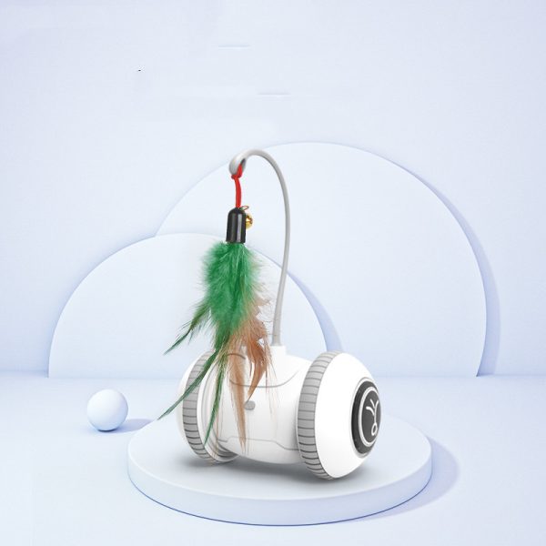Interactive Cat Toy with Interchangeable Heads - Automatic Robotic Cat Feather Toys for Indoor Cats, ABS Material, White Grey - Image 6