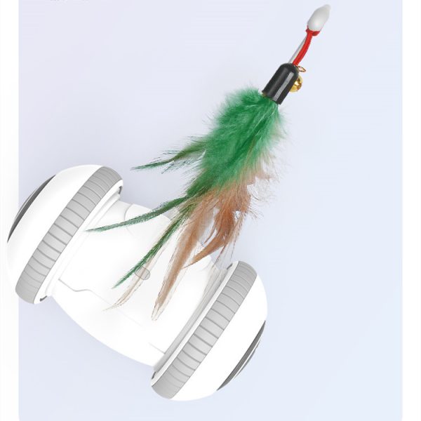 Interactive Cat Toy with Interchangeable Heads - Automatic Robotic Cat Feather Toys for Indoor Cats, ABS Material, White Grey - Image 7