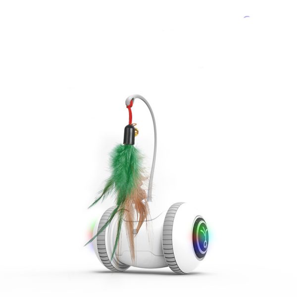 Interactive Cat Toy with Interchangeable Heads - Automatic Robotic Cat Feather Toys for Indoor Cats, ABS Material, White Grey - Image 8