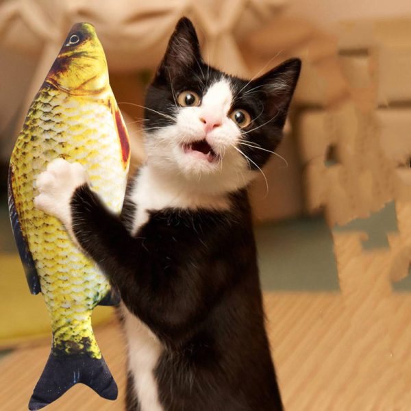 Catnip Fish Toys for Cat, Cat Fish Pillow, Cat Chew Toys, Pet Toy, Cat Pillow, Fish Toy, Teeth Cleaning, Interactive Plush Toys for Cat, Puppy, Dog - Image 3