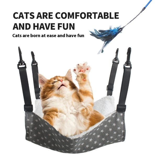 Lamb Fleece Cat Hanging Bed - Durable Winter Hammock for Cats & Kittens, Adjustable Straps, Soft Plush Lining, Multiple Sizes & Patterns - Image 9