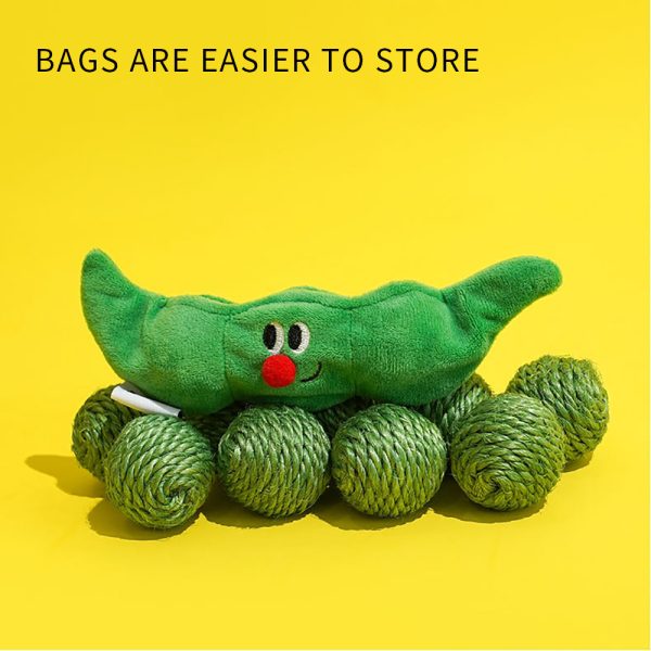 3pcs Cat Toy Balls with Scratching Protect Pea-Shape Carpets and Sofas for Indoor Cats Teaser Natural Sisal Furniture Protector - Image 3