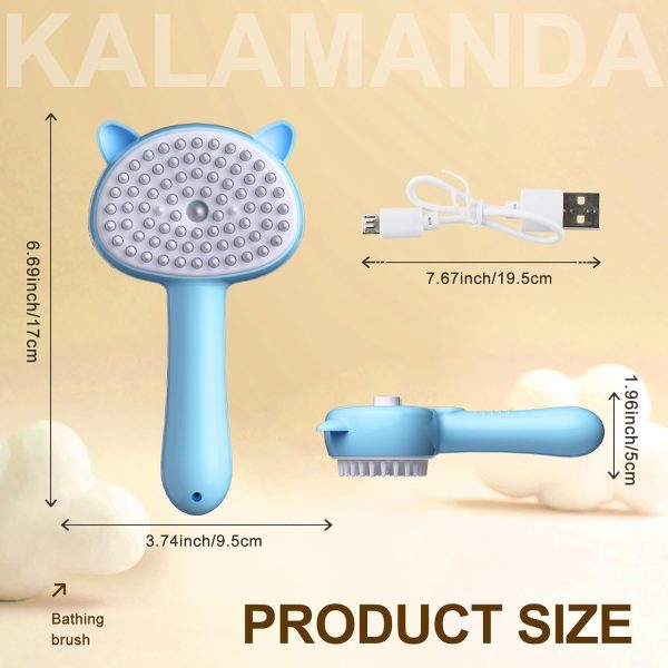 KALAMANDA  4 in 1 Cat Steam Brush with Handle, Rubber Pet Misting Brush, Release Button, Dog Comb & Cleanser for Indoor Kittens & Small Animals - Image 5