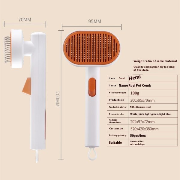 Pet Automatic Hair Fading Beauty Hair Removal Brush - ABS Stainless Steel, 4 Colors (White, Sky Blue, Emerald, Pink) - Image 3