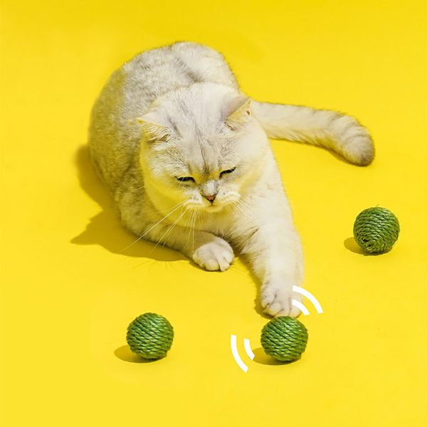 3pcs Cat Toy Balls with Scratching Protect Pea-Shape Carpets and Sofas for Indoor Cats Teaser Natural Sisal Furniture Protector - Image 6