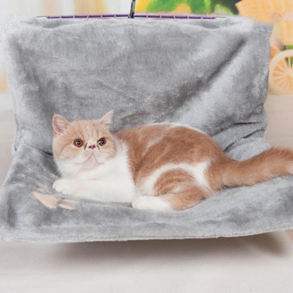 Cozy Plush Cat Hammock Bed - Soft & Comfortable Hanging Cat Bed, 46x30x25cm, Perfect for Indoor Cats, Durable & Easy to Install - Image 4