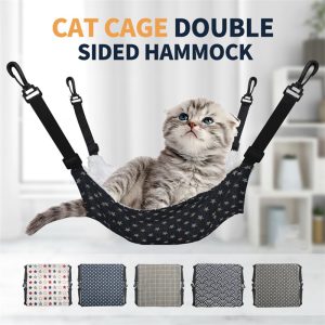 Lamb Fleece Cat Hanging Bed - Durable Winter Hammock for Cats & Kittens, Adjustable Straps, Soft Plush Lining, Multiple Sizes & Patterns
